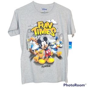 NWT Disney Woman’s Grey Florida Graphic Mickey Mouse Tee Size Large
